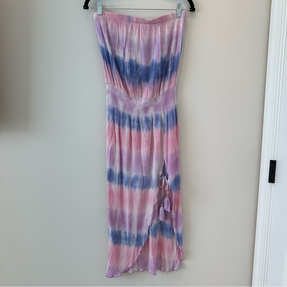 Becca Swim Cover Up Free Bird Strapless Tie Dye Beach Coverup Lake Beachy Pink - Picture 3 of 15